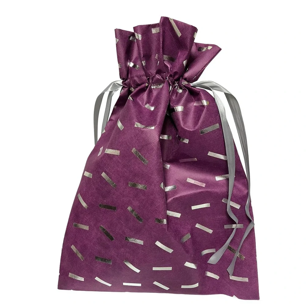 25 x Large 18" Purple Fabric Gift Bags w/ Silver Ribbon | Christine Taylor CTC - Picture 1 of 13